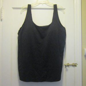 size 26 black textured underwire tankini top square neck Lands' End